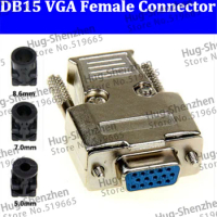 Top D-Sub 15-pin DB15 VGA 3 row plug (female) solid pin module + removable metal shell cover housing--2pcs/lot