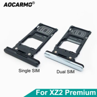 Aocarmo For Sony Xperia XZ2 Premium H8116 H8166 XZ2P Single Dual Sim Tray Slot Memory MicroSD TF Card Holder Reader