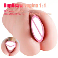 Dual Channel Realistic Vagina Sexy Toys for Couple Masturbators?for Men Anal Sex Shop Penis Male Masturbator Pussy and Ass Adult
