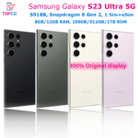Samsung Galaxy S23 Ultra 5G S918B 256GB/512GB ROM Snapdragon 8 Gen 2 Octa Core 6.8" 200MP&amp;12MP 8GB/12GB RAM eSim Cell Phone