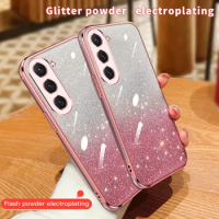 Shiny Gradient Glitter Plating Case For Samsung Galaxy S24 S23 S23FE S22 S24Plus S21 S20 S10 S9 Note 20 10 Coque Soft Back Cover