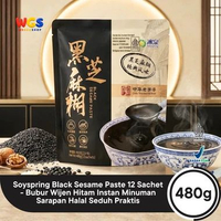 Soyspring Black Sesame Paste 480g 12 Sachet - Bubur Wijen Hitam Instan Minuman Sarapan Halal Seduh P