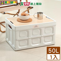KEYWAY聯府 摺疊箱 50L(附木蓋) KM-1025 摺疊式 側邊手把 耐重 可堆疊 收納 置物 整理【愛買】