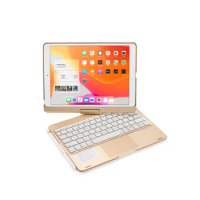 For Ipad 9 10.2 Tablet PC Bluetooth Keyboard 360 Degree Rotation Wireless Keyboard Case with Touchpad Protective Cover