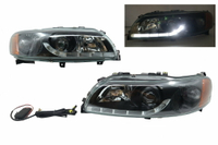 大禾自動車 副廠 日行燈 DRL燈眉 魚眼 黑底 大燈 適用 VOLVO 富豪 S60 V70 02-04