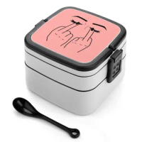 Middle Finger Eyes Bento Box Lunch Box Thermal Food Container 2 Layer Healthy Box Funny Tumblr Rad Sassy Sarcasm Cool Edgy Cute