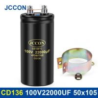 JCCON Bolt Electrolytic Capacitor 100V22000UF 50x105mm CD136 Screw Capacitors CE105℃ Original &amp;Brand New With Bracket 2000Hours