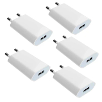 5Pcs/lot USB Charging EU Wall Charger for Apple iPhone 7 8 6 6S Plus X XR XS 11 12 13 Pro Max 5 5S SE 2020 USB Plug Adapter