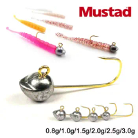 2023 New Mustad 4-5p/Pack AJING Soft Lure Rockfish Fishing Hooks 0.8 To 3.0g Finesse Jig Head Hook For Worm Ultralight AJING Rod