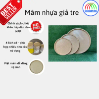 Mâm nhựa tròn giả tre Song Minh 3T4 Mẹt Nhựa Bún Đậu, Đĩa Mẹt Tròn Giả Mây Tre Đựng Đồ Ăn Vặt Loại Đ