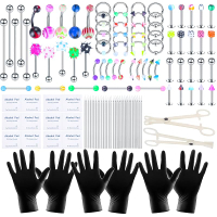 120PCS Body Piercing Kit Surgical Steel 14G 16G 20G BCR CBR Labret Lip Rings Cartilage Daith Earring