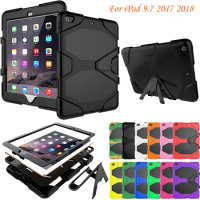 For iPad 9.7 2018 Case Heavy Duty Shockproof Kickstand Silicone Cover for iPad 9.7 Case 2017 5th 6th Gen Kids Safe Tablet Case