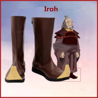 The Last Airbender Zuko's uncle Iroh Cosplay Costume Shoes Anime Handmade Faux Leather Boots