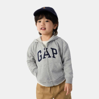 【GAP】男幼童裝 Logo刺繡連帽外套-灰色(744384)