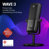 Elgato Wave:3 - Premium Studio Quality USB Condenser Microphone for Streaming, Podcast, Gaming for Mac, PC-Black