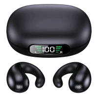 Q92 Bluetooth Earphones Clip-on Digital Display with Charging Case Wireless Dual Ear Clip-on Busines