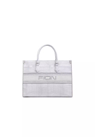 FION Oil Painting Jacquard with Leather Tote Bag