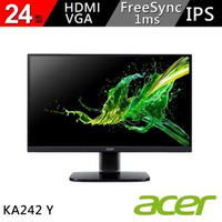 【Acer 宏碁】福利品 24型 KA242Y IPS 廣視角 1ms 支援FreeSync 可壁掛 HDMI介面 護眼螢幕(保固三年)