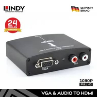 LINDY 38165 Converter VGA to HDMI 1080p dengan Audio Analog Adapter VGA ke HDMI untuk Monitor TV Pro