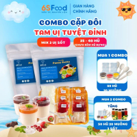 Combo 2 set làm Panna Cotta, Cặp Đôi Tam Vị Tuyệt Đỉnh, thành phẩm 35-40 hũ 60ml mix 3 vị Dâu Tây, C