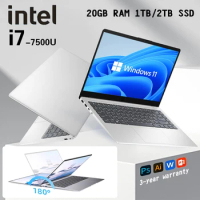 2024 Portable Windows 11 i7 Laptop Computer PC 14.1 Inch 1920*1080 Notebook Intel Core i7 20GB RAM 1TB 2TB SSD Gaming Laptops