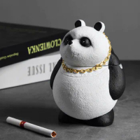 Cute Cartoon Panda Ashtray Creative Ashtray with Cover Home Living Room Personality Fashion Trend Anti-fly Ash Large Ashtray