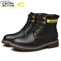 Camel Active New Men's Boots Winter Man Cushioning Genuine Leather Martin Tooling Boot Textured Scrub Male Ankle Boots Footwear