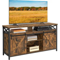 VASAGLE TV Stand for 65 Inch TV, Entertainment Center, TV Table and Console, TV Cabinet with Adjustable Shelves, Industrial