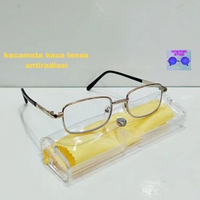 Kacamata baca model frame clasik kotak lensa mika resin antiradiasi supersin pria wanita minus silve