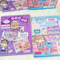 Buku sticker timbul karakter makanan Yea Moko MK-6747 DIY Daily Manual Cute Pattern Decorative Tape 