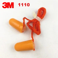 100PCS 3M 1110 Ear Plugs Bullet Type with Lines Earplugs Security Anti-Noise Work Learn go to Bed Soundproof Earmuffs