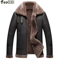 Leather Boollili Genuine Jacket Men Winter Australian Natural Fur Real Sheepskin Coat for Men Lamb Fur Flight Men's Jackets