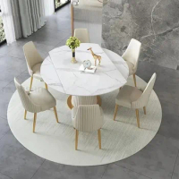Luxury Round Dining Table Garden Household Small Dinner Table Chair Mobiles Center Light Luxury Combination Minimalist Furniture