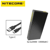 NITECORE CARBO 10000mAh 20000mAh Mobile Power Bank IPX5 Raing Carbon Fiber PD/QC 20W Fast Charge with USB-C Cable