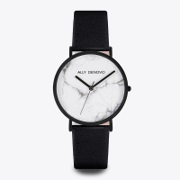 【ALLY DENOVO】Carrara Marble白大理黑框黑真皮錶帶(AM5010.2)