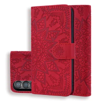 Luxury Calfskin 3D Flower Embossing Wallet Case for Galaxy Z Fold 3/Z Fold 4 Shockproof Matte Leather Protective Hinge Case