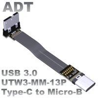 USB C to Micro B Cable Flat Flexible Up &amp; Down &amp; Left &amp; Right Angled 90 Degree USB 3.0 Micro B To Type C Data Charge Cable