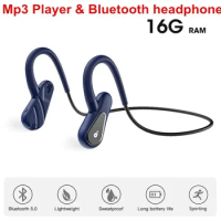 Wireless Headset Bluetooth Earphones Memory MP3 Player Sports Running Ear Hook Headphone Waterproof Stereo With Microphone
