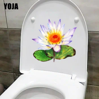 YOJA 20.3X20CM Watercolor Creative Flower Toilet Seat Sticker Home Room Wall Decoration T1-1797