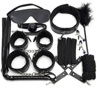 Kit Pengekangan Perbudakan BDSM 10 Buah Borgol Kulit Borgol Pergelangan Kaki Kerah Cambuk Bola Penyu