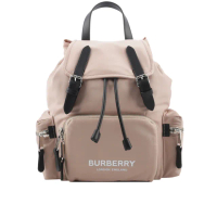 【BURBERRY 巴寶莉】The Rucksack 標誌印花尼龍中型軍旅背包(玫瑰粉)