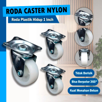 Roda Nylon Hidup 1 Inch Roda Troli - Roda Caster Plastik Roda Nilon Roda Etalase Berputer 360 Deraja