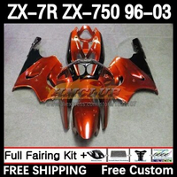 Body Kit For KAWASAKI NINJA ZX-7R ZX-750 96 97 98 99 129No.104 ZX 7R 750 7 R ZX750 ZX7R 2000 2001 2002 2003 Fairing Gloss orange