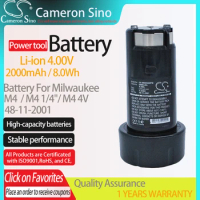 CameronSino Battery for Milwaukee M4 M4 1/4" M4 4V fits Milwaukee 48-11-2001 Power Tools Replacement battery 2000mAh/8.0Wh 4.0V