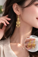 anting emas etnik rumbai elegant emas asli