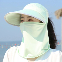 遮陽帽女夏季冰絲防曬面罩遮臉護頸防紫外線戶外騎行大檐防曬帽子