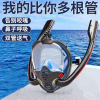 夏季爆款全臉浮潛面罩單/雙管矽膠成人遊泳面具潛水鏡潛水呼吸器