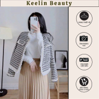 [Xu hướng hot] Áo khoác dạ Tweed kẻ dọc viền bèo ngọc tiểu thư sang chảnh KEELIN BEAUTY N295
