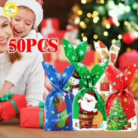 50 Pcs Goodie Bag Plastik Kemasan Bingkisan Kue Cookies Snack Hamper Natal Merry Christmas