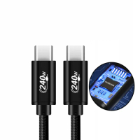 【PowerFalcon】1米 快充PD 240W USB-C 黑色編織線(5A/48V資料傳輸充電 PD3.1 Type-C to Type-C)